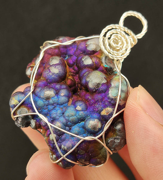 | Goethite Pendant Copper Wire Wrapped Gemstone Pendant | COLOUR: Purple, Blue, Silver | 100% natural color |