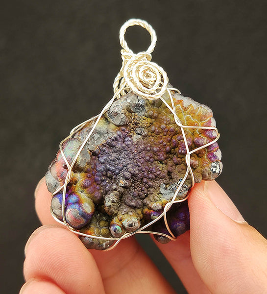 | Goethite Pendant Copper Wire Wrapped Gemstone Pendant | COLOUR: Purple, Blue, Silver | 100% natural color |