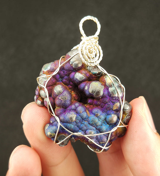 | Goethite Pendant Copper Wire Wrapped Gemstone Pendant | COLOUR: Purple, Blue, Silver | 100% natural color |