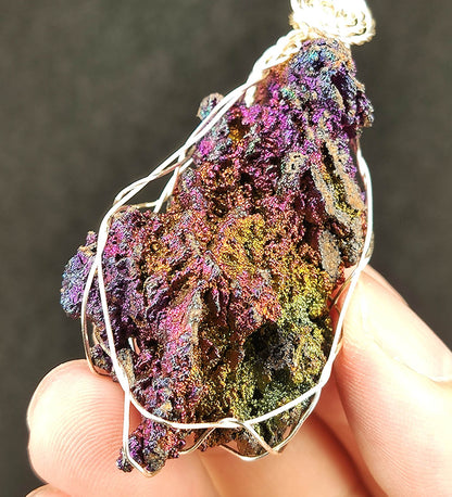 | Goethite Pendant Copper Wire Wrapped Gemstone Pendant | COLOUR: Pink, Gold, Blue | 100% natural color |