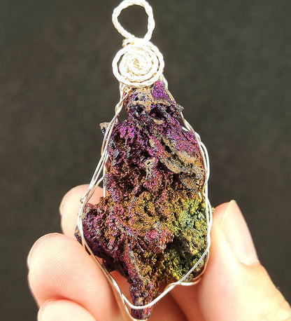 | Goethite Pendant Copper Wire Wrapped Gemstone Pendant | COLOUR: Pink, Gold, Blue | 100% natural color |