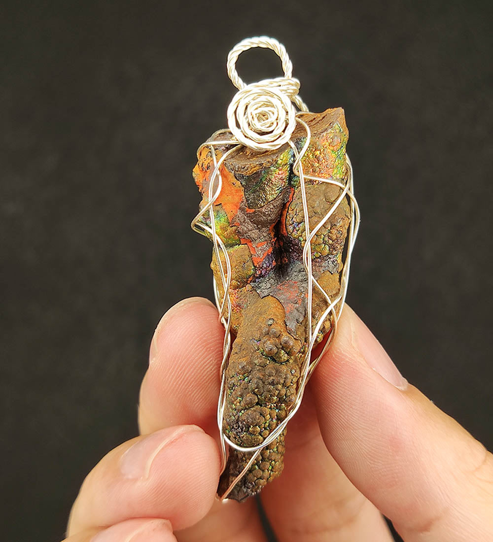 | Goethite Pillar(5cm) | Goethite Pendant Copper Wire Wrapped Gemstone Pendant | COLOUR: Silver, Pink,Green | 100% natural color |