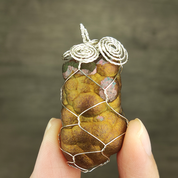 | Goethite Pillar(3cm) | Goethite Pendant Copper Wire Wrapped Gemstone Pendant | COLOUR: Gold | 100% natural color |