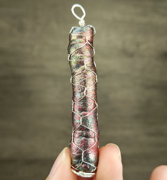 | Goethite Pillar(5cm) | Goethite Pendant Copper Wire Wrapped Gemstone Pendant | COLOUR: Pink, Green, Gold | 100% natural color |