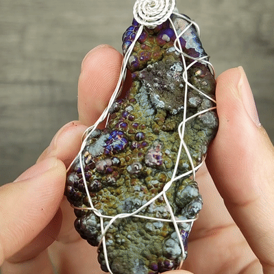 | Goethite Pendant Copper Wire Wrapped Gemstone Pendant | COLOUR: Blue, Purple | 100% natural color |