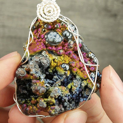 | Goethite Pendant Copper Wire Wrapped Gemstone Pendant | COLOUR: Pink, Gold, Silver, Green | 100% natural color |