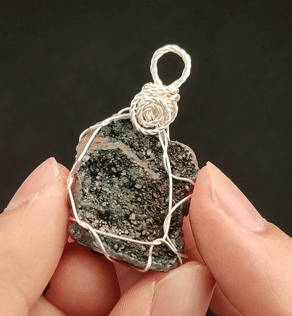 Black Calcite Sparkle Pendant | Green, Gold &amp; Pink Colors | Wealth Anchor &amp; Career Vitality | Malaysia Natural Leklai