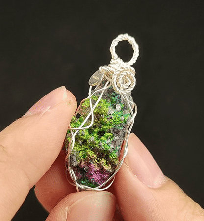 "Top Grade Rare" Pink Green Calcite Pendant | Shimmering Series x Mentor & Career Manifestation | Energy Peak Core | Natural Malaysian Leklai