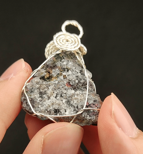 | Goethite Pendant Copper Wire Wrapped Gemstone Pendant | COLOUR: Turgite with White Quartz Crystal| 100% natural color |