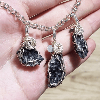 [Diamond Series] Black Leklai & Clear Crystal Jewelry Set | Powerful Protection | Anti-Malice & Negative Cleansing Silver Bracelet