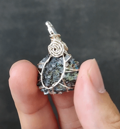 | Mini pendant | Goethite Pendant Copper Wire Wrapped Gemstone Pendant | COLOUR: Rainbow with White  Quartz,Crystal | 100% natural color |