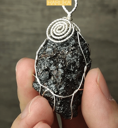 | Goethite Pendant Copper Wire Wrapped Gemstone Pendant | COLOUR: Silver black, Turgite with black Calcite| 100% natural color |